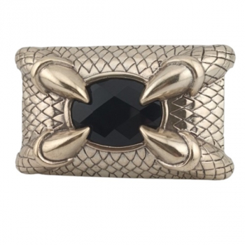 Design Belt Buckle Claw with black stone - Made in Italy